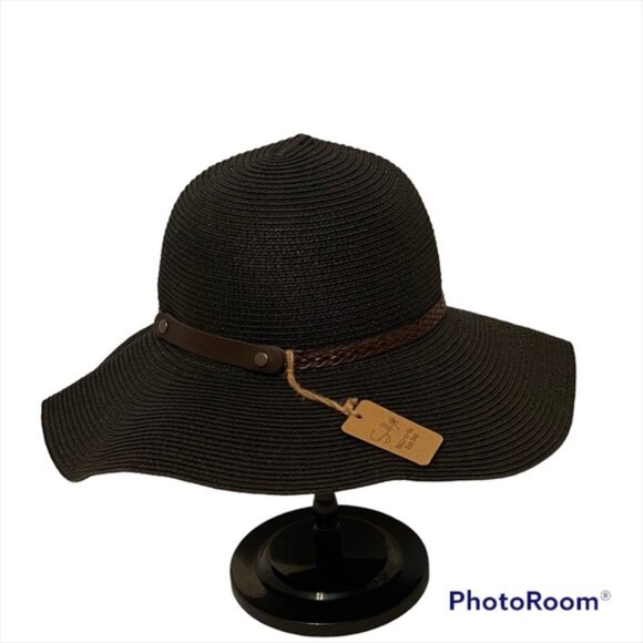 SUNLILY ROLL N GO SUN HAT BLACK NEW WIDE BRIM ONE SIZE OS NWT - Picture 1 of 9